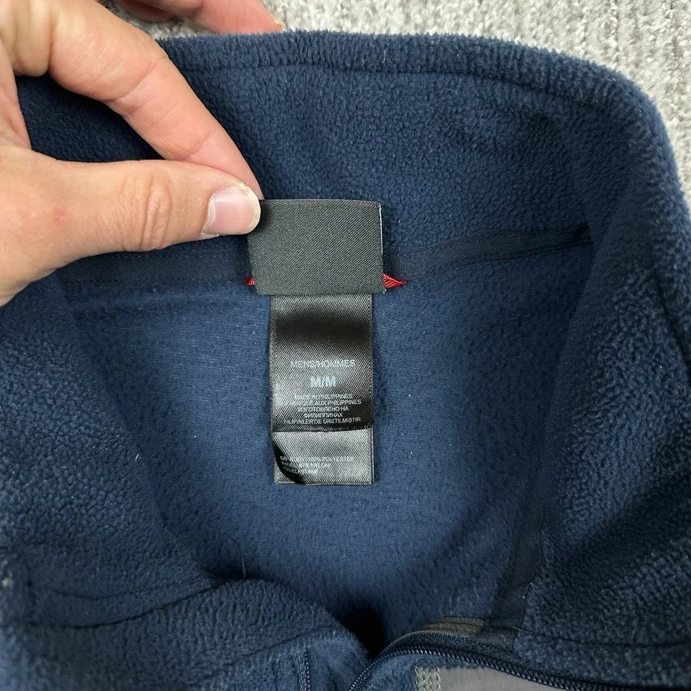 The North Face 1/4 Quarter Zip Mens Blue Size Medium Pullover Fleece Jacket Logo